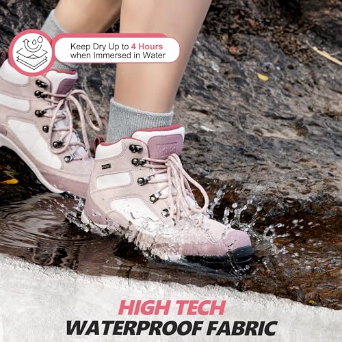R CORD Womens Hiking Boots Breathable Hiking Boots Womens Waterproof Ankle Support Athletic Outdoor Non-slip Durable Hikin...