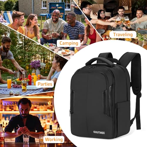 OUUTMEE Bartender Bag, Bartender Kit Travel Backpack for Cocktail Shaker Set, Portable Carrying Bag with Compartments for ...