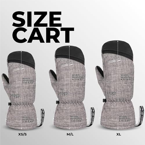 Tough Outdoors Winter Ski Mittens for Women & Men - Waterproof Insulated Snowboard Gloves - Snowboarding Snow Glove Mitten