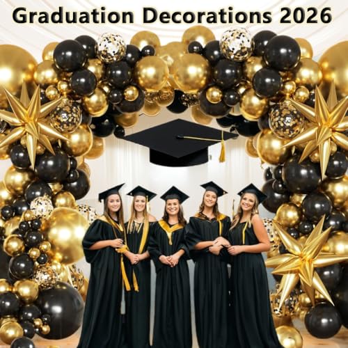 KARLURE Black and Gold Balloon Arch Kit, Black and Gold Party Decorations for Birthday 2026 Graduation Retirement Masquera...