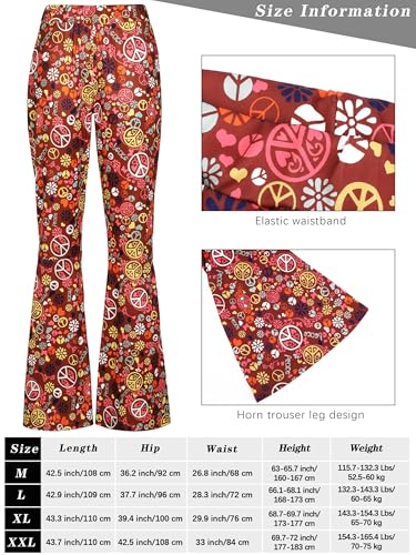 SOMSOC 7 Pieces 70s Women Hippie Costume Fringe Vest Bag Pant Headband for Halloween