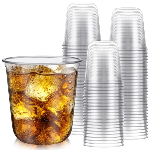 Ziliny Disposable Stemless Glasses 12oz Crystal Plastic Wine Glasses Clear Classic Pet Cup for Meeting Weddings Birthdays ...