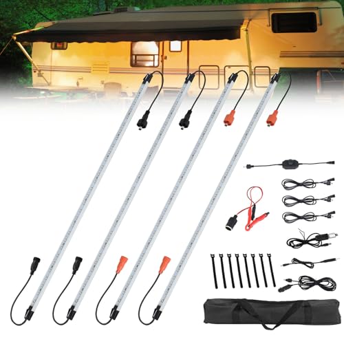 12V LED Interior Light Bar Kit Dimmable IP67 Waterproof Camping String Lights, Aluminum Magnetic Mount Exterior Lights,Por...