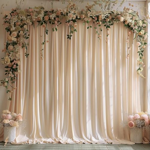 10x10ft Wrinkle Free Backdrop Curtain for Parties Soft Fabric Drapes Wedding Cream Curtain Backdrop for Birthday Party Dec...