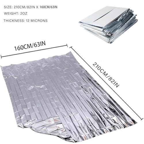 MIXIAO Emergency Foil Thermal Blanket (Pack of 25), 210 x 160 cm (82" x 63") Emergency shelter Survival Reflective Blanket...