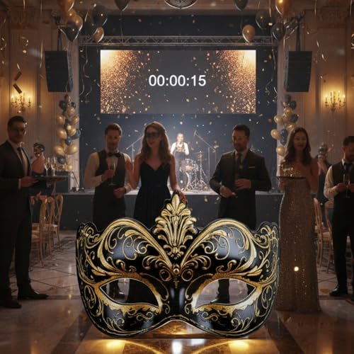 Beeveer 4.4 ft Masquerade Mask Cardboard Cutout Stand-up Life Size Mardi Gras Masquerade Ball Party Decoration Backdrop Ph...