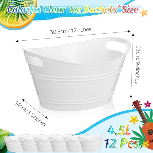 meekoo Plastic Ice Buckets Bulk with Handles 4.5L Oval Storage Tub Large Capacity Ice Drink Bucket for Party Bar Wine Beer...