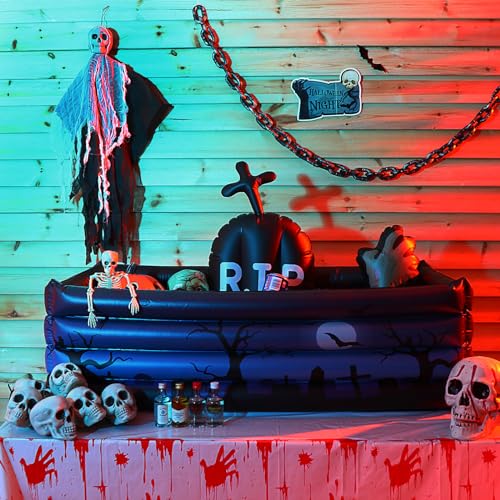 Liliful 1 Pack Inflatable Graveyard Halloween Drink Cooler Party Beverage Holder Zombie Arm Inflatable Cooler Drink Holder...