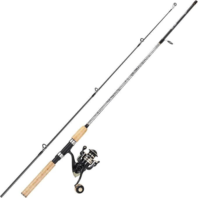Sougayilang Reel and Fishing Rod Combo, Fiberglass Fishing Pole with Durable P-Cork Rod Handle, Lightweight Graphite Frame