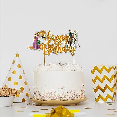 Rapunzl Happy Birthday Cake Topper – Princess Themed Birthday Cake Decoration for Girls – Magical Fairytale Party Supplies...