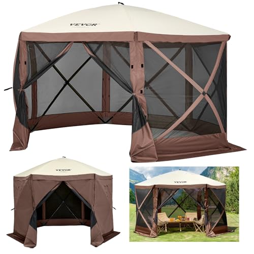 VEVOR Pop Up Gazebo Screen Tent, Pop-Up Instant Gazebo Tents with Mosquito Netting Outdoor Canopy, 6 Sided Sun Shelter 10x...