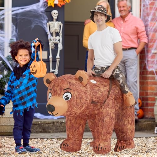One Casa Inflatable Costume Adult,Blow up Ride Bear Suit,Halloween Costumes for Men Women