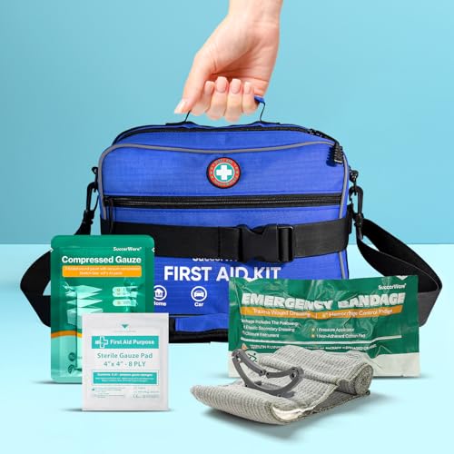 Professional 435 Pieces Large First Aid Kit - Includes Compressed Gauze - Compartments Emergency Medical Kit for Home, Cam...