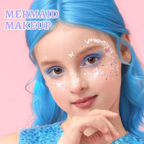 Teenitor Body Glitter Face Glitter Hair Glitter for Kids Women, 6 Colors Face, Body Hair Glitter Gel, Makeup Glitter for H...