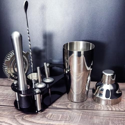 9Pcs Cocktail Shaker Set, Bartender Kit, Cocktail Shaker with Stand, Drink Mixing Includes Shakers,Strainer,Jigger,Bar Mix...