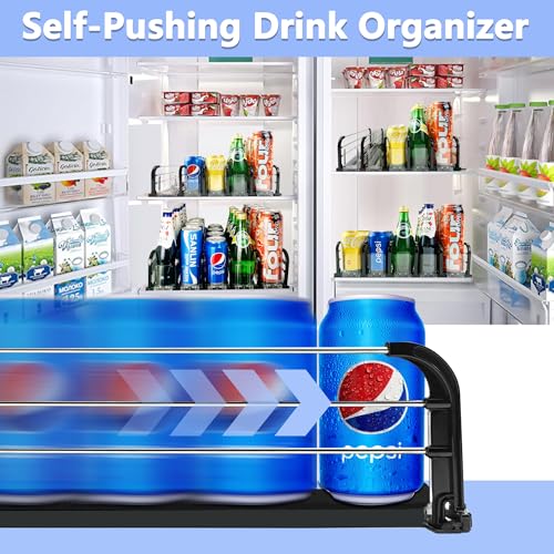 Yedyoi Drink Organizer for Fridge, Soda Can Organizer for Fridge, Self-Pushing Glide Drink Dispenser for Refrigerator-Hold...