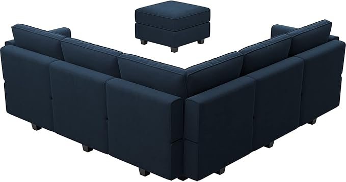 Belffin Modular Sectional Sofa with Storage Seats Velvet L Shaped Corner Couch Convertible Sectional Sofa with Chaise (Blue, L Shape-1)…