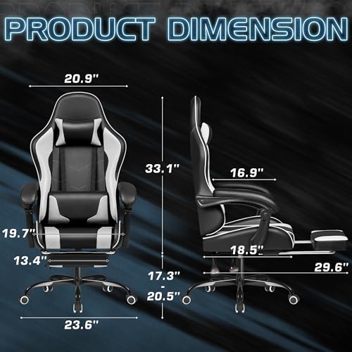 Homall Gaming Chair, Video Game Chair with Footrest and Massage Lumbar Support, Ergonomic Computer Chair Height Adjustable...