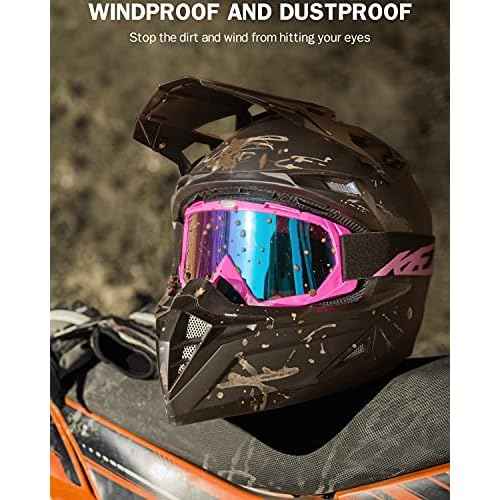 KEMIMOTO Dirt Bike Goggles - Motocross & ATV/UTV Goggles with Anti UV Protection