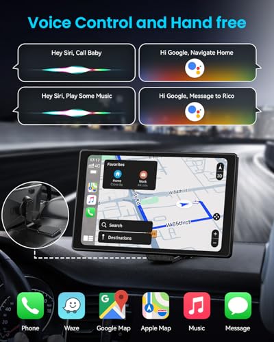 8” Wireless Apple CarPlay Screen for Car with Android Auto & 1080P Backup Camera, Rotatable Touchscreen Car Stereo, Vertic...
