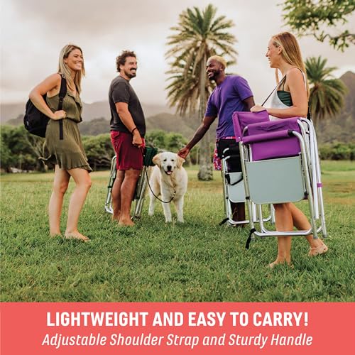 PICNIC TIME Sports Chair with Side Table, Outdoor Foldable Padded Adult Camping Chairs with Cup and Accessory Panel for La...