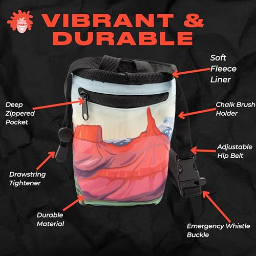 GNARLY DOOD Rock Climbing Chalk Bag | for Outdoor, Gym, & Bouldering | Adjustable Waist Belt, Durable Drawstring Closure,...