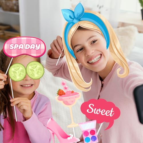Spa Photo Booth Props, 26 Pcs Spa Day Photo Booth Props, Spa Party Photo Booth Props & Makeup Photo Booth Props for Makeup...