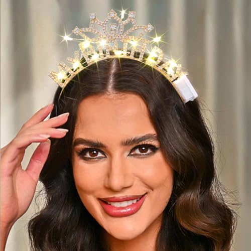DRESBE Light Up Birthday Headband LED Rhinestone My Birthday Headbands Party Favors Hair Accessories for Women