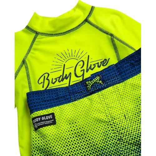 Body Glove Toddler Boys Swim Set - 2 Piece UPF 50+ Quick Dry Swim Trunks and Rash Guard for Boys Kids Swimwear (Sizes: 2T-4T)