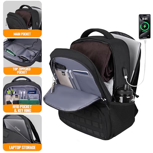 DEYACE Lunch Box Backpack for Men, Tactical Cooler Backpack with Laptop Compartment Leakproof RFID Lunchbox Bag for Work