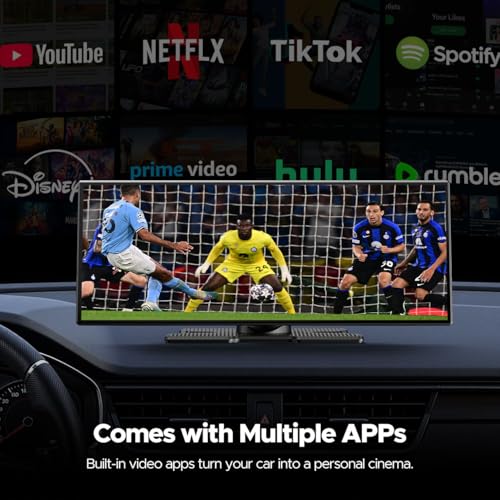Volam 11'' Wireless Carplay Screen for Car Built-in Net-Flix YouTube Apps, Portable Touchscreen Car Stereo with Android Au...