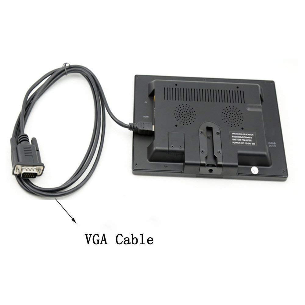 Camecho 9 Inch Lcd Monitor Hd Color Screen, 2 Video Input/Hdmi/Vga, Support Car Backup, Mini Pc Display, Cctv, Home Security, Wi