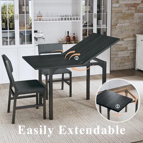 HUAHUU Dining Table Set for 4, Extendable Kitchen Table Cushion Chairs Set of 4, Rectangle Dining Table with Metal Frame &...