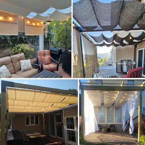 Patio 3'W x 16'L Waterproof Pergola Shade Cover Retractable Canopy Replacement, Outdoor Pergolas Fabric Covers for Patio, ...
