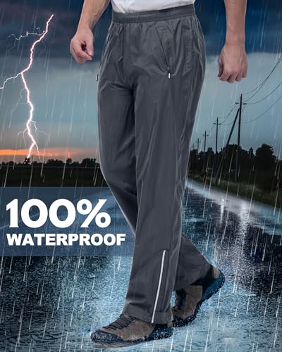 Outdoor Ventures Men's Rain Pants Waterproof Rain Overall Pants Windproof Packable Rain Outdoor Pants for Hiking Fishig Golf