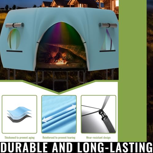 Gardenature 10FT/12FT/14FT Trampoline Tent(Tent Only), Fit Round Trampolines, Shade Cover with LED Light, Outdoor Trampoli...