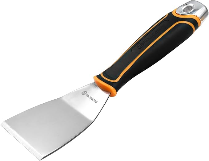 ROLLINGDOG 3 Inch Paint Scraper - Offset Scraper Stainless Steel Bent Blade Stiff Putty Knife,Chisel Scraper,Wallpaper Stripping Tool