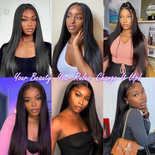 13x6 Lace Front Human Hair Wig, 100% Human Hair 180 Density, HD Lace Frontal Wig, Pre-Plucked Glueless Wigs, 28inch