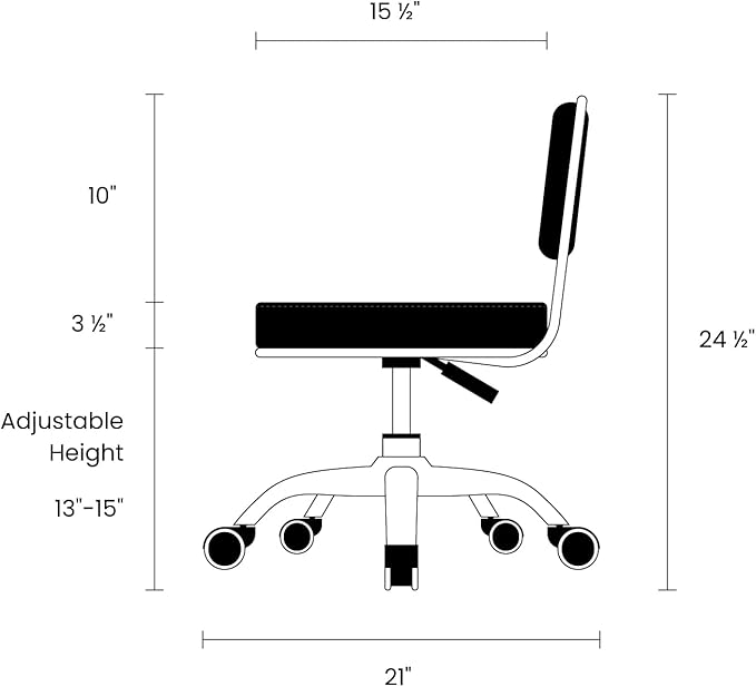 MAYAKOBA Dayton Rolling Bathroom Seat (Cappuccino) Pneumatic, Short Stool with Adjustable Height 13"-15", Perfect for Bathroom Tub Height, Paded Shower Bench with Back-Support