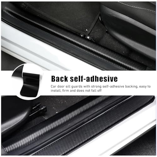 Ohleats 4 PCS Car Door Sill Protectors, Anti Scratch Carbon Fiber Auto Threshold Cover Strips, Decorative Door Entry Edge ...