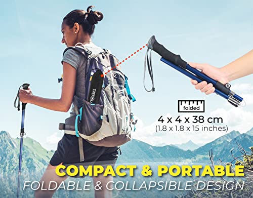 TREKOLOGY TREKZ SE 2pc Collapsible Hiking Stick - Lightweight, Foldable Retractable Trekking Poles for Men, Women & Senior...