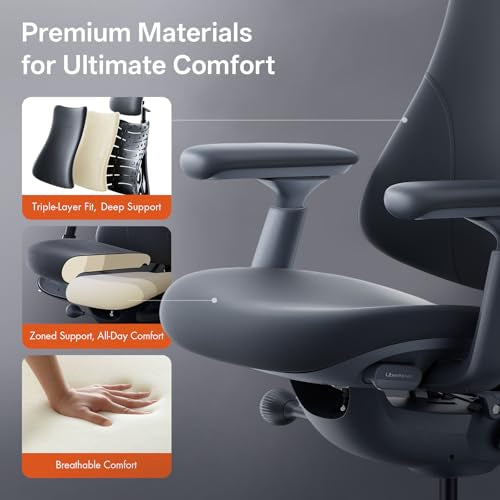 LiberNovo Dynamic Ergonomic Desk Chair + StepSync Footrest Bundle - Comfy Home Office Chair with Adaptive Lumbar Support, ...