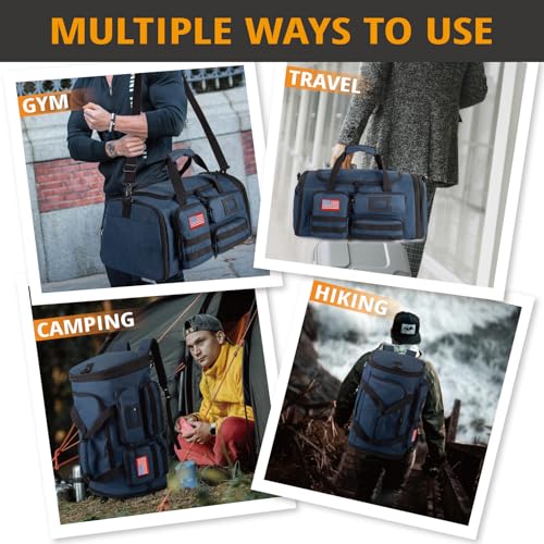 Expandable Gym Bag For Men,Tactical Large 3 in 1 Sports Duffle Bag With Shoes Compartment,Water Resistant Sports Gym Tote ...