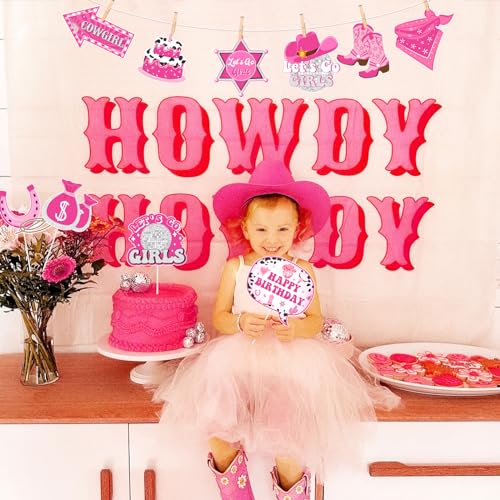 JOYMEMO 24 Pieces Disco Space Cowgirl Photo Booth Props - Western Themed Party Decorations, Let's Go Girls Birthday Party ...