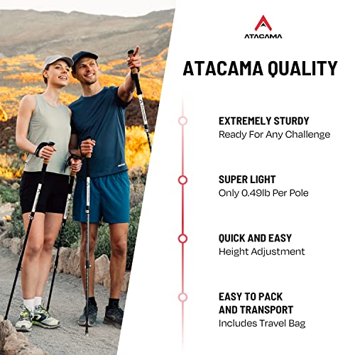 ATACAMA Lightweight Foldable Carbon and Aluminum 7075 Collapsible Hiking Sticks with Cork Handle - Hiking Poles Telescopic...