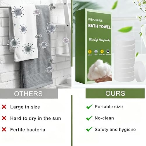 Disposable Bath Towels, 10-Pack Premium Compressed Towels Large,56x28 Inches, Large Reusable Travel Towels for Camping, Sp...