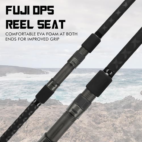 LITTMA Carbon Fiber Surf Spinning Rod with Fuji Guides - Lightweight & Strong 2-Piece Pack - Available in 8'/9'/10'/11'/1...