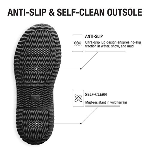 HISEA Women Mud Boots, Neoprene Rubber Garden Shoes Waterproof Mid Calf Rain Boots for Outdoor