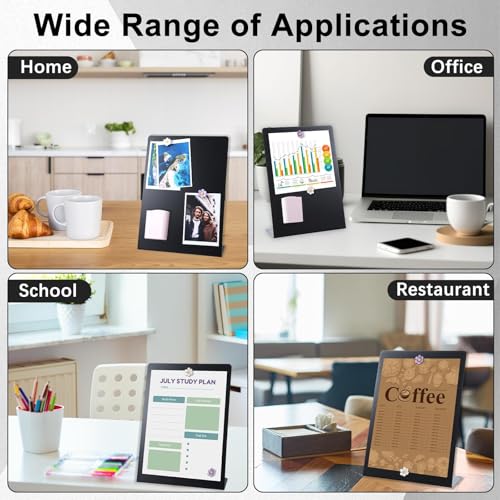 2 Pack Magnetic Board for Tabletop Magnet Bulletin Board with 2 Magnetic Pen Holders and 4 Flower Magnets 10×14 Inch Memo ...