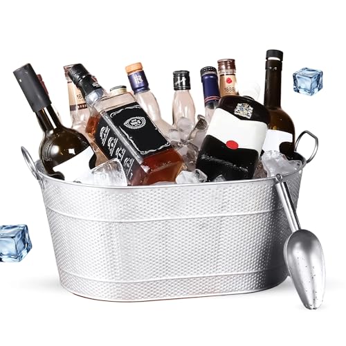 18” Stainless Steel Beverage Tub - 5 Gallon - Gold Handles & Shovel Included - Holds 30 Bottles & Stays Cold for Hours - U...